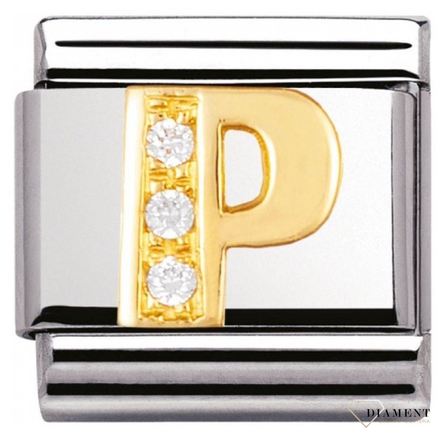 Nomination - Link 18K zawieszka złoto 'Litera P z cyrkoniami' 030301 16 biżuteria nomination nomination zawieszki nomination baza.jpg